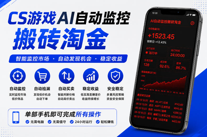CS游戏AI自动监控搬砖淘金，稳定运行多年，支持任何形式验证，日入300+【揭秘】-菠萝头