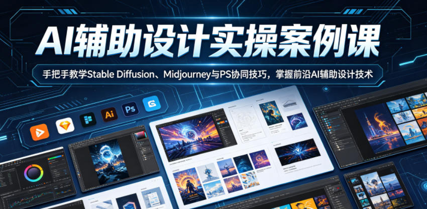AI辅助设计实操案例课，手把手教学Stable Diffusion、Midjourney与PS协同技巧，掌握前沿AI辅助设计技术-菠萝头