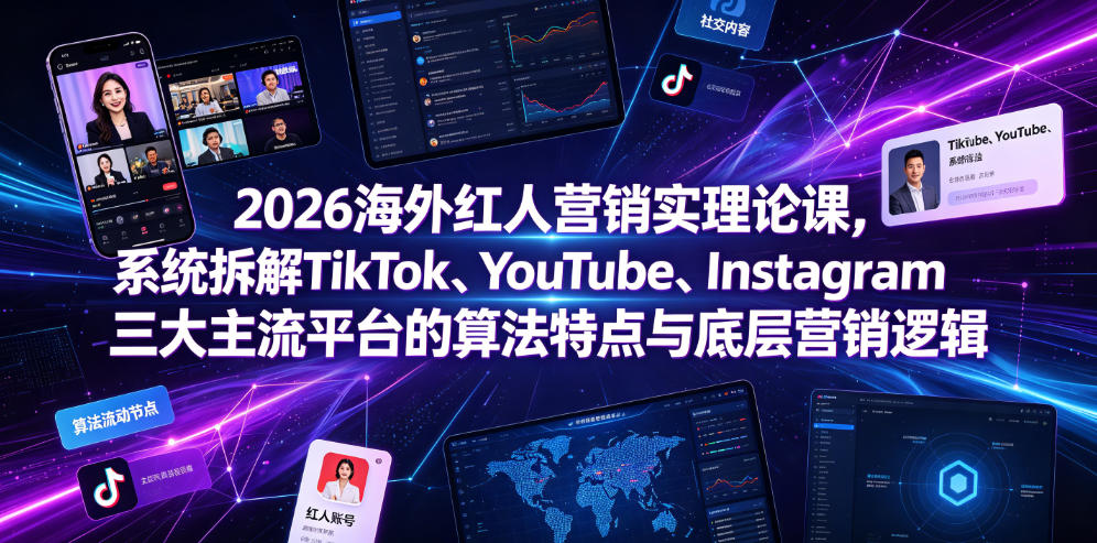 2026海外红人营销实理论课，系统拆解TikTok、YouTube、Instagram三大主流平台的算法特点与底层营销逻辑-菠萝头