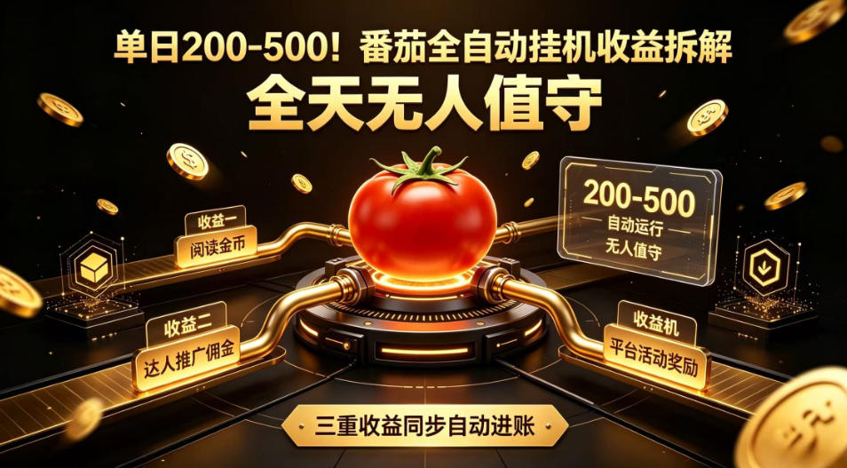 单日200-500！番茄全自动挂G收益拆解，全天无人值守，矩阵操作收益翻倍【揭秘】-菠萝头