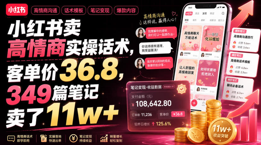 小红书卖高情商实操话术，客单价36.8，349篇笔记卖了11w+！-菠萝头