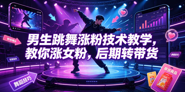 男生跳舞涨粉技术教学，教你涨女粉，后期转带货-菠萝头