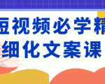 短视频必学精细化文案课,提升你的内容创作能力、升级迭代能力和变现力(价值333元)-第一资源库
