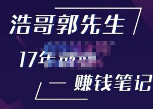 浩哥郭先生17年创业赚米笔记,打开你对很多东西的认知,让你知道原来赚钱或创业不单单是发力就行-第一资源库