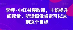 李鲆·小红书爆款课，十倍提升阅读量，听话照做肯定可以达到这个目标-第一资源库