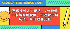 西瓜视频写字玩法,2分钟做一条纯原创视频,不违规长期玩法,单日收益几张-第一资源库