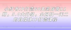 小红书IP打造60天实战营11期,5.0大升级,全网独一无二的自媒体IP打造课程-第一资源库