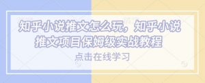 知乎小说推文怎么玩，知乎小说推文项目保姆级实战教程-第一资源库