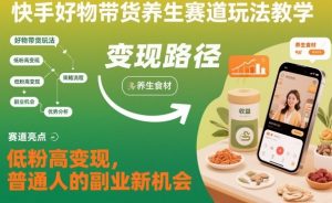 快手好物带货养生赛道玩法教学,低粉高变现,普通人的副业新机会-第一资源库