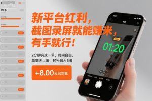 新平台红利,截图录屏就能賺米,有手就行!2分钟完成一单,时间自由,单量无上限,轻松日入5张【揭秘】-第一资源库