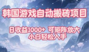 韩国游戏自动搬砖项目,日收益1k+,可矩阵放大,小白轻松入手【揭秘】-第一资源库