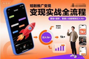 短剧推广变现实战全流程,基础+进阶,普通人也能做到日入1k+-第一资源库