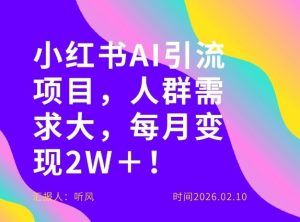 她通过这个AI项目每月做到2W＋的收入，最新小红书AI项目，人群需求大！-第一资源库