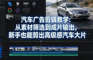 汽车广告剪辑教学:从素材筛选到成片输出,新手也能剪出高级感汽车大片-第一资源库