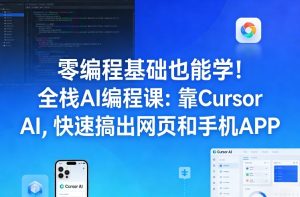 零编程基础也能学!全栈AI编程课:靠Cursor AI,快速搞出网页和手机APP-第一资源库