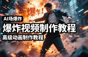 AI场景爆炸视频制作教程,利用人物实拍视频制作出高级的动画特效-第一资源库