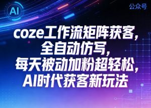 公众号coze工作流矩阵获客，全自动仿写，每天被动加粉超轻松，AI时代获客新玩法-菠萝头