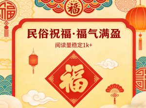 公众号流量主之民俗祝福赛道，选题不愁，结构固定，阅读稳定1w+-菠萝头