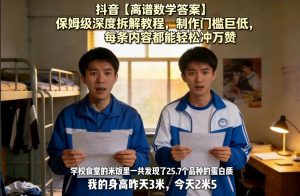 抖音【离谱数学答案】保姆级深度拆解教程,制作门槛巨低,每条内容都能轻松冲万赞,附详细步骤-菠萝头