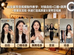 AI女装带货视频制作教学,对镜自拍、口播、跳舞、变装全流程,快速打造高质量女装带货视频-菠萝头