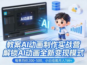 教案AI动画制作实战营,解锁AI动画全新变现模式,每单均价200-500,小白也能月入1W+-菠萝头