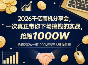 2026千亿商机分享会,一次真正带你下场搞钱的实战,抢跑2026一年1000W的三大賺钱系统-菠萝头