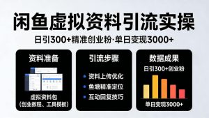 靠闲鱼虚拟资料引流,日引300+精准创业粉,单日变现3k+实操【揭秘】-菠萝头