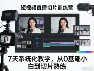 短视频直播切片训练营，7天系统化教学，从0基础小白到切片熟练-菠萝头