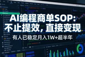 AI编程商单SOP，AI编程不能只给工作提效，还要直接变现，有人已经稳定月入1W+半年了-菠萝头
