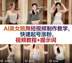 AI美女跳舞短视频制作教学，快速起号涨粉，视频教程+提示词-菠萝头