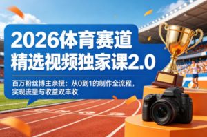 2026体育赛道精选视频独家课2.0，百万粉丝博主亲授：从0到1的制作全流程，实现流量与收益双丰收-菠萝头