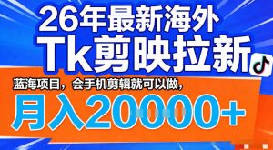 26年最新海外tk拉新掘金,蓝海项目,会手机剪辑就可以做,月入2w+【揭秘】-菠萝头