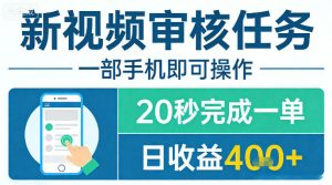 新视频审核任务,一部手机即可操作,20秒完成一单,日收益4张+【揭秘】-菠萝头