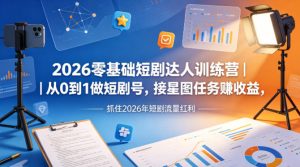 2026零基础短剧达人训练营｜从0到1做短剧号，接星图任务賺收益，抓住2026年短剧流量红利-菠萝头
