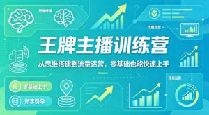 抖音王牌主播训练营，从思维搭建到流量运营，零基础也能快速上手-菠萝头