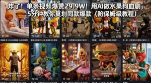 炸了！单条视频爆赞29.9W！用AI做水果狗血剧，5分钟教你复刻同款爆款（附保姆级教程）-菠萝头