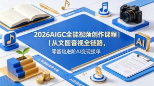 2026AIGC全能视频创作课程｜从文图音视全链路，零基础进阶AI变现接单-菠萝头