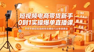 短视频电商带货新手0到1实操爆单直播课，手把手教你短视频带货爆技巧出单搞佣金-菠萝头