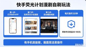 快手荧光计划漫剧自刷玩法，每天几十上百不是问题，有手机就能做【揭秘】-菠萝头