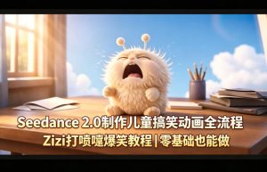 Seedance 2.0制作儿童搞笑动画全流程Zizi打喷嚏爆笑教程｜零基础也能做-菠萝头