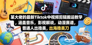 某大佬的最新Tiktok中视频剪辑搬运教学，涵盖音乐，影视解说，动漫赛道，普通人出海撸美刀-菠萝头