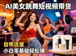 AI美女跳舞短视频带货：自带流量，小白零基础轻松賺，详细拆解-菠萝头