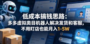 低成本搞钱思路：多多虚拟类目机器人解决发货和客服，不用盯店也能月入1-5W【揭秘】-菠萝头