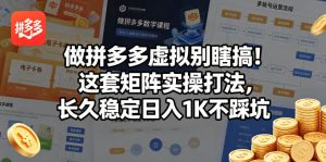 做拼多多虚拟别瞎搞！这套矩阵实操打法，长久稳定日入1K不踩坑【揭秘】-菠萝头
