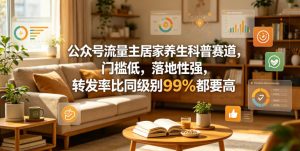 公众号流量主居家养生科普赛道,门槛低,落地性强,转发率比同级别99%都要高-菠萝头