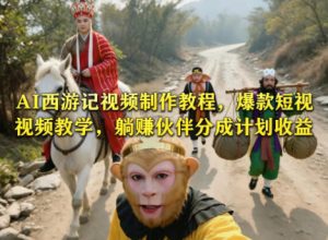 AI西游记视频制作教程，爆款短视频教学，躺賺伙伴分成计划收益-菠萝头