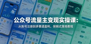 公众号流量主变现实操课:从账号注册到多赛道盈利,保姆式落地教程-菠萝头