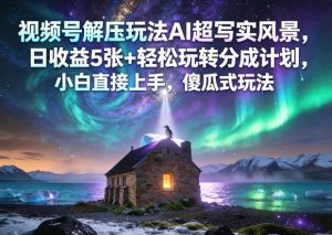 视频号解压玩法AI超写实风景，日收益5张+轻松玩转分成计划，小白直接上手，傻瓜式玩法-菠萝头