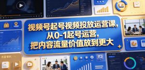 视频号起号视频投放运营课，从0-1起号运营，把内容流量价值放到更大-菠萝头