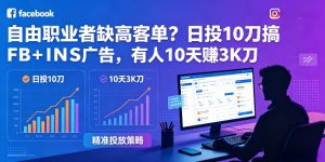 自由职业者缺高客单？日投10刀搞FB+INS广告，有人10天赚3K刀！【原创双语字幕】-菠萝头